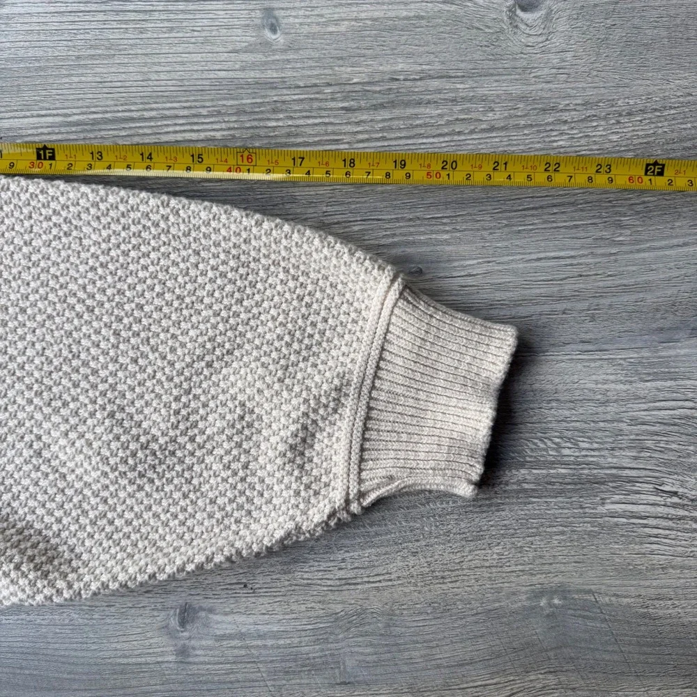 Vintage McBriar Cotton V-Neck Sweater Mens Large Cream Textured Knit USA Made